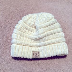 Toddler Girls Ivory CC kids winter hat